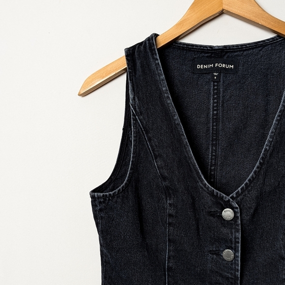 DENIM FORUM The '90s Mia Denim Vest Black Eyeliner Jean S Aritzia - Picture 10 of 12